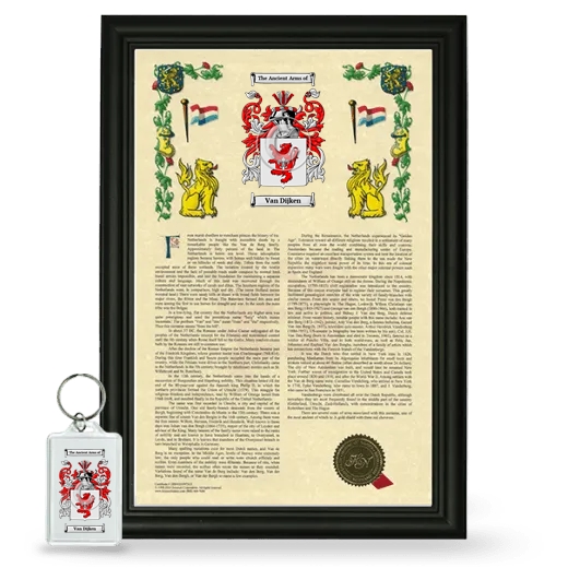 Van Dijken Framed Armorial History and Keychain - Black